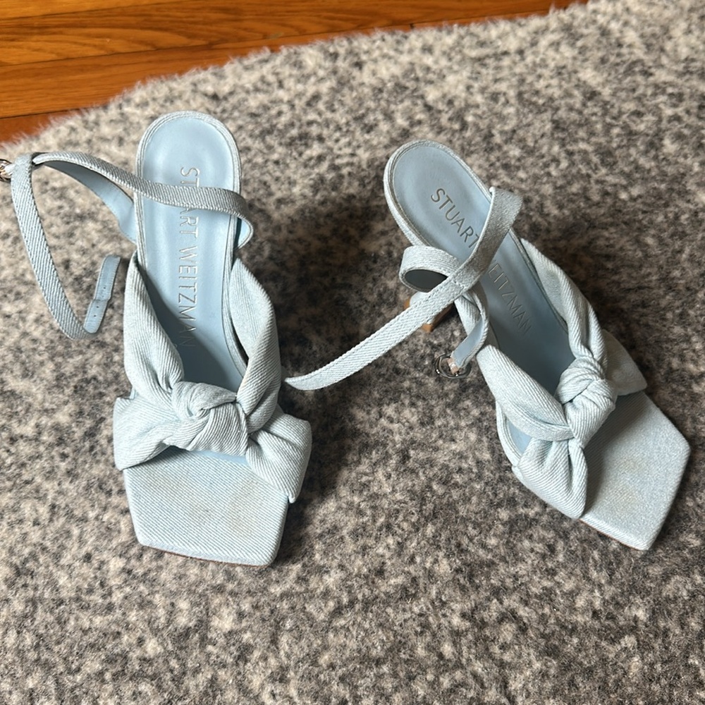Stuart Weitzman Playa Open Toe Denim Sandals - image 5